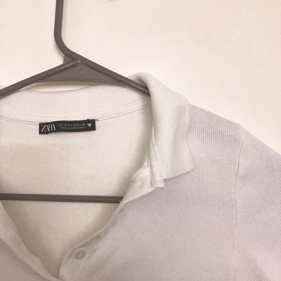 Zara White Polo Crop Top - Picture 3 of 3